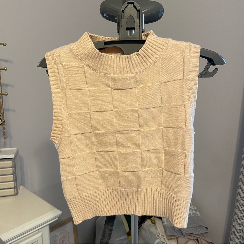 Sage the Label Checkered Sweater Tank